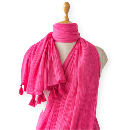 Mix Saree Saree Bright Pink Hand-Dyed Soft Cotton Wrinkle Saree