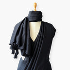 Mix Saree Saree Midnight Black Hand Dyed Pure Chanderi Saree