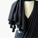 Mix Saree Saree Midnight Black Hand Dyed Pure Chanderi Saree