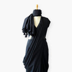 Mix Saree Saree Midnight Black Hand Dyed Pure Chanderi Saree