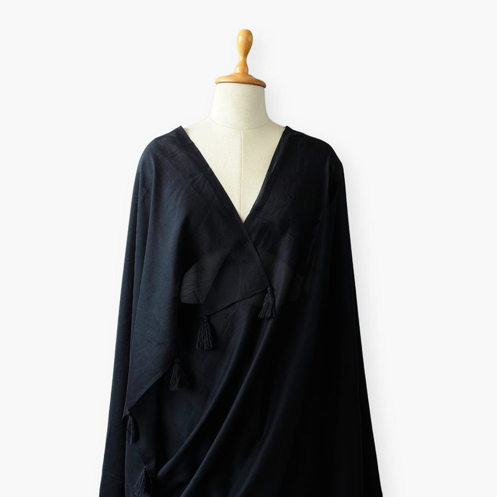 Mix Saree Saree Midnight Black Hand Dyed Pure Chanderi Saree
