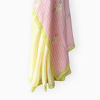 Mul Chanderi Crush Saree Saree Blush Pink & Bright Yellow Mul Chanderi Crush Saree