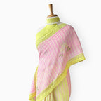 Mul Chanderi Crush Saree Saree Blush Pink & Bright Yellow Mul Chanderi Crush Saree