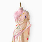 Mul Chanderi Crush Saree Saree Light Peach & Baby Pink Mul Chanderi Crush Saree