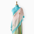 Mul Chanderi Crush Saree Saree Light Pink & Blue Mul Chanderi Crush Saree