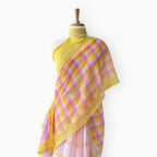 Mul Chanderi Crush Saree Saree Lilac & Bright Yellow Mul Chanderi Crush Saree