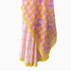 Mul Chanderi Crush Saree Saree Lilac & Bright Yellow Mul Chanderi Crush Saree