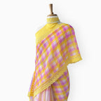 Mul Chanderi Crush Saree Saree Lilac & Bright Yellow Mul Chanderi Crush Saree
