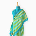 Mul Chanderi Crush Saree Saree Lush Green & Cyan Blue Mul Chanderi Crush Saree
