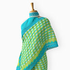 Mul Chanderi Crush Saree Saree Lush Green & Cyan Blue Mul Chanderi Crush Saree