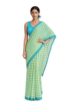 Mul Chanderi Crush Saree Saree Lush Green & Cyan Blue Mul Chanderi Crush Saree