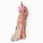 Mul Chanderi Crush Saree Saree Peach & Baby Pink Mul Chanderi Crush Saree