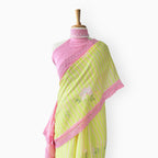 Mul Chanderi Crush Saree Saree Summer Yellow & Rose Pink Mul Chanderi Crush Saree