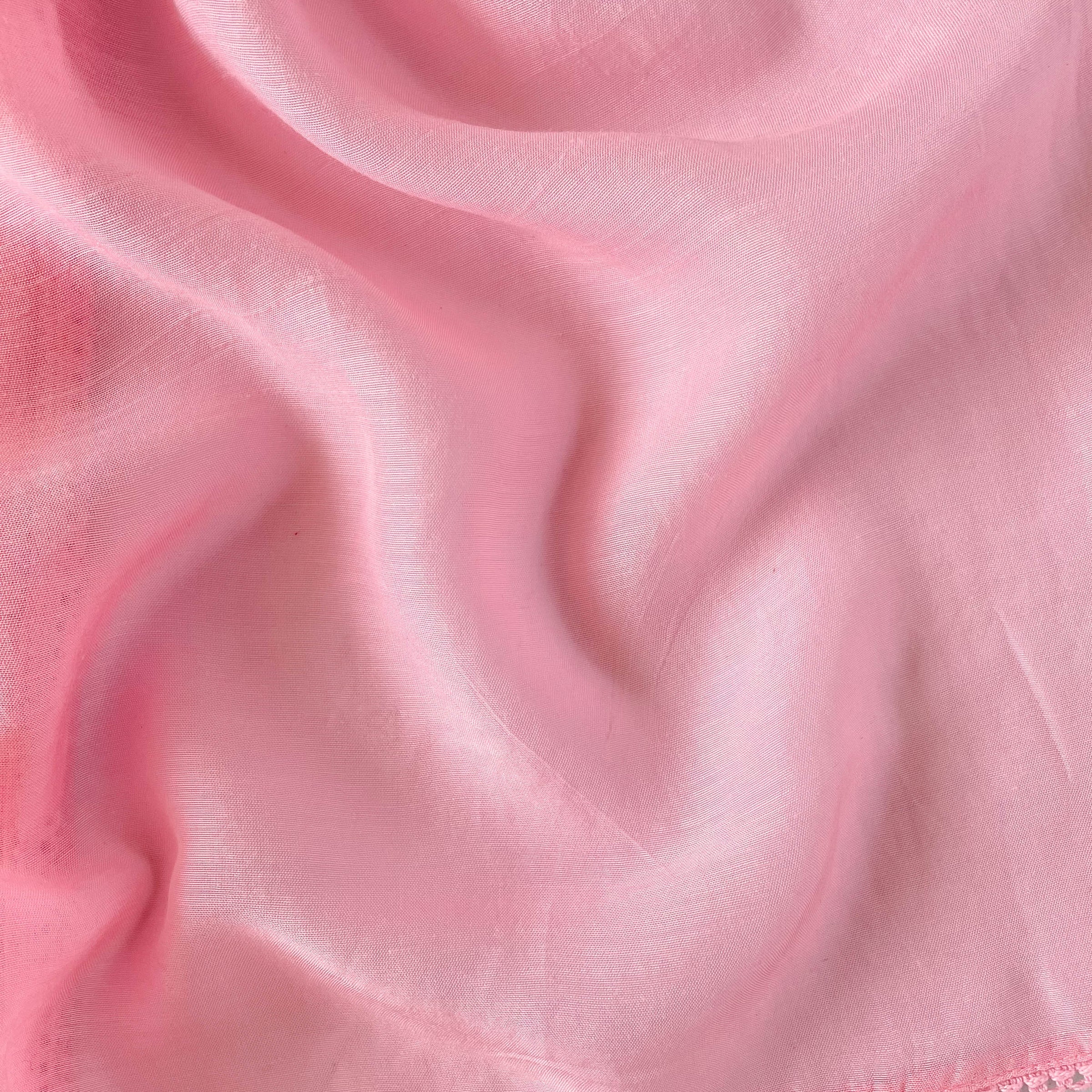 Mul Chanderi Saree Cut Piece (CUT PIECE) Baby Pink Color Hand Dyed Pure Mul Chanderi Fabric (Width 44 Inches)