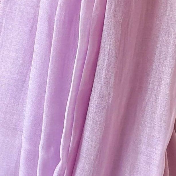 Mul Chanderi Saree Cut Piece (CUT PIECE) Lilac Color Hand Dyed Pure Mul Chanderi Fabric (Width 44 Inches)