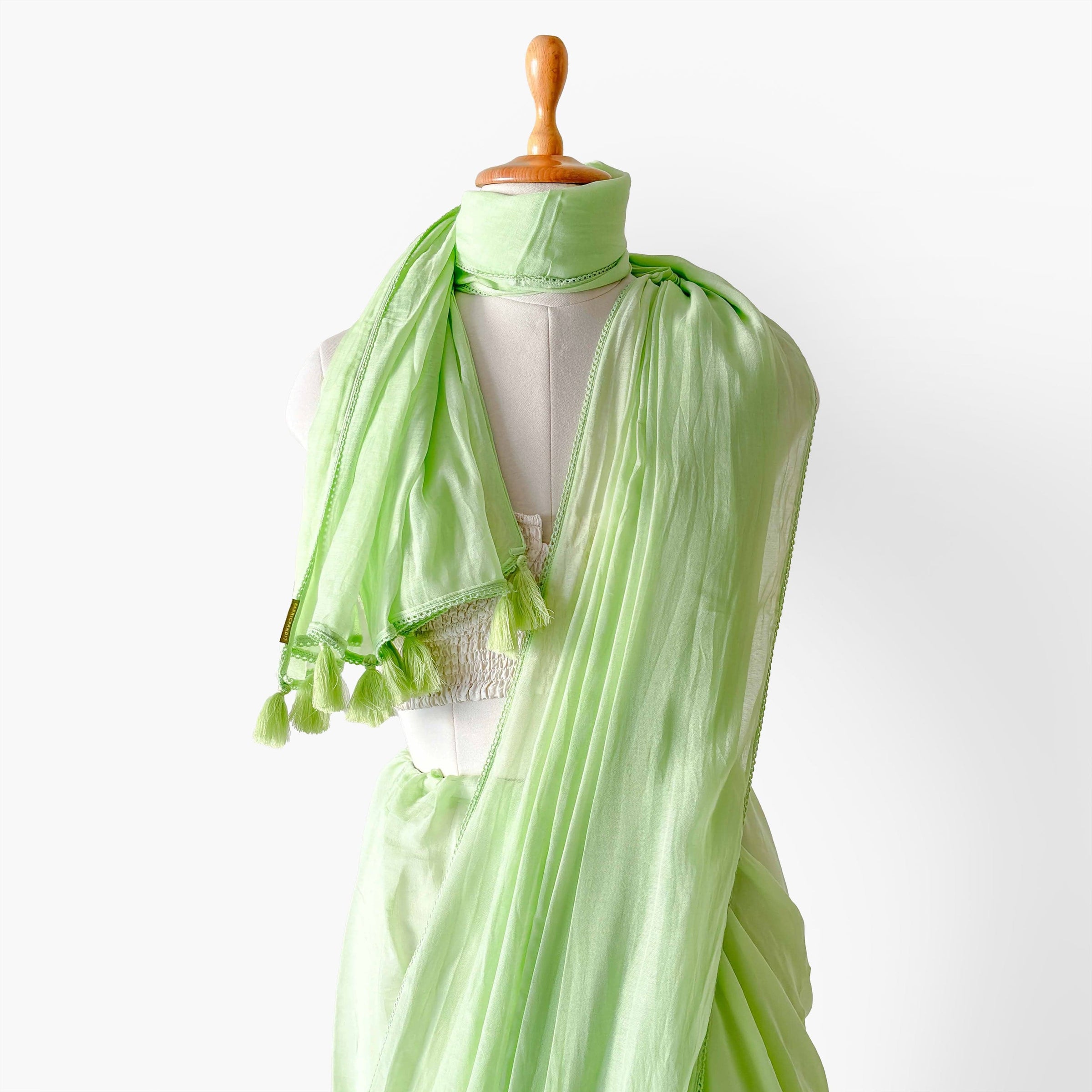 Mul Chanderi Saree Saree A Walk In the Meadows Hand Dyed Pure Mul Chanderi Saree