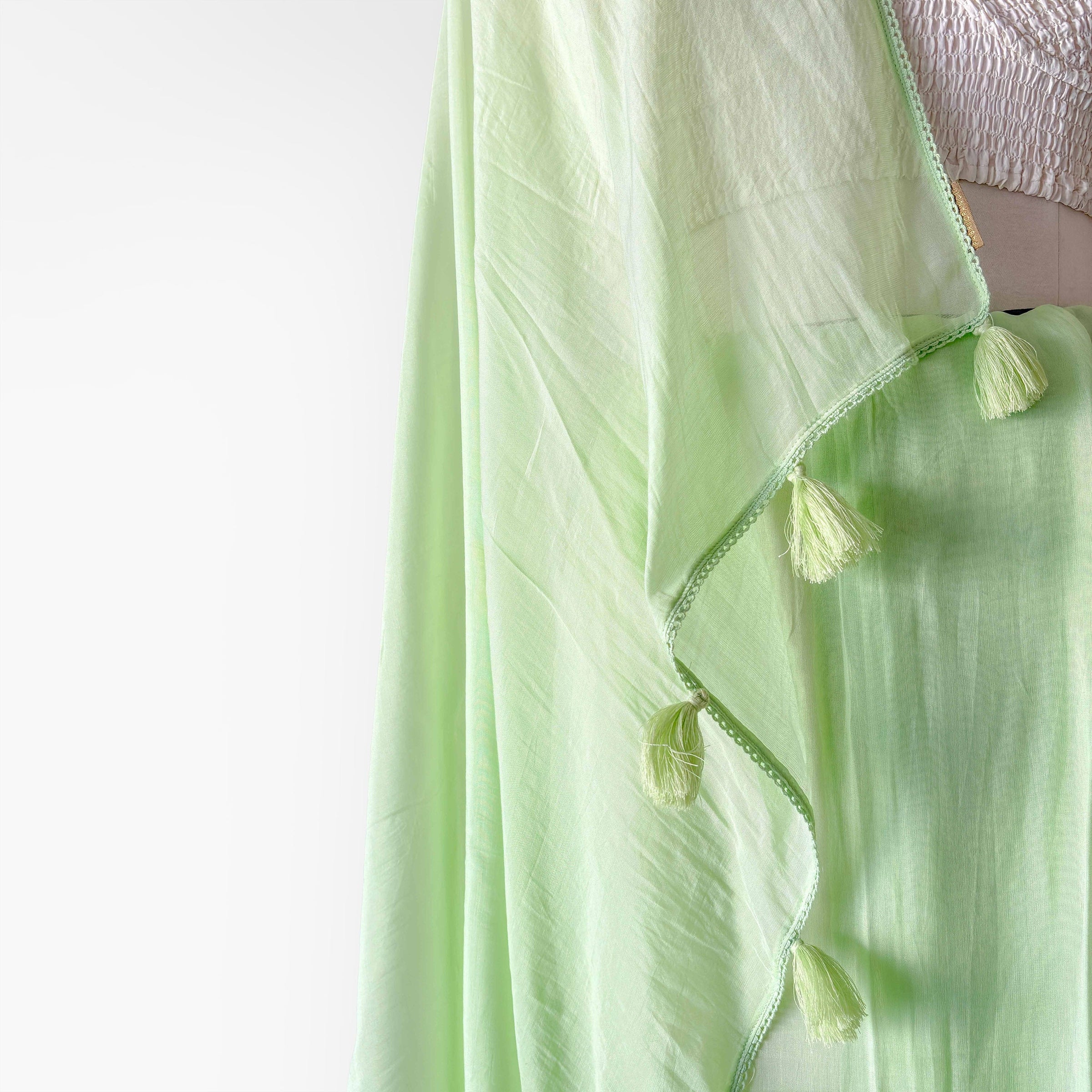 Mul Chanderi Saree Saree A Walk In the Meadows Hand Dyed Pure Mul Chanderi Saree