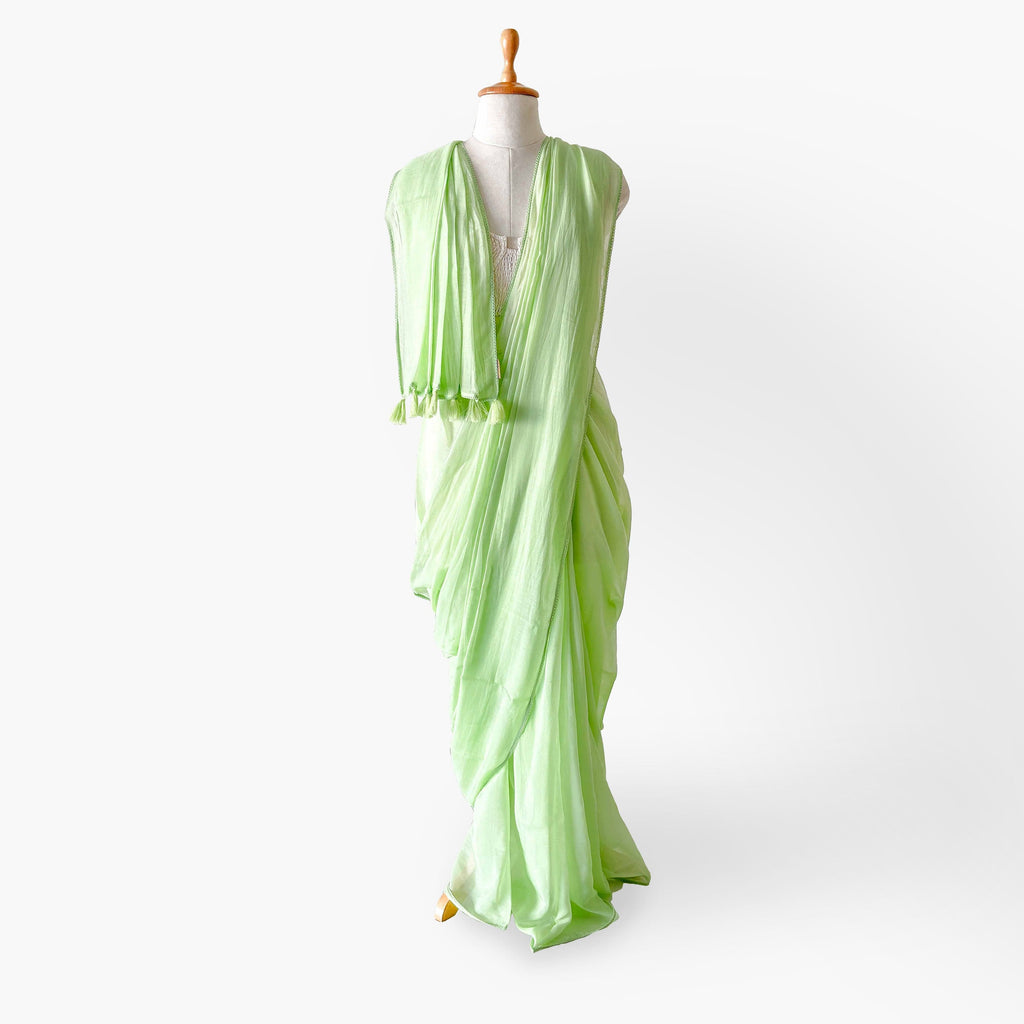 Mul Chanderi Saree Saree A Walk In the Meadows Hand Dyed Pure Mul Chanderi Saree