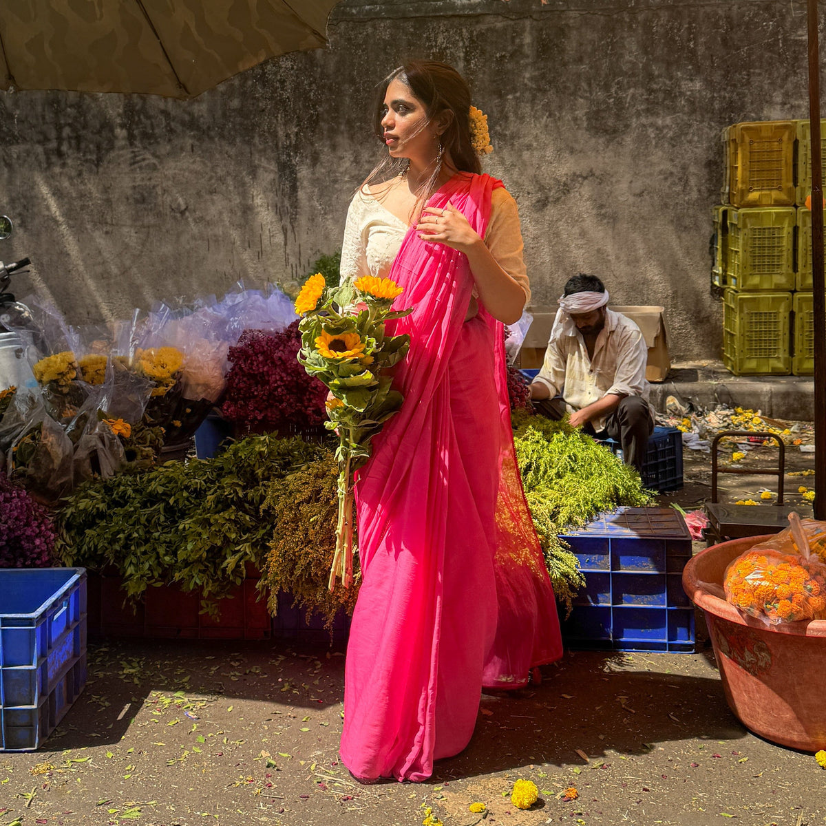 Mul Chanderi Saree Saree I Can Buy Myself Flowers Hand Dyed Pure Mul Chanderi Saree