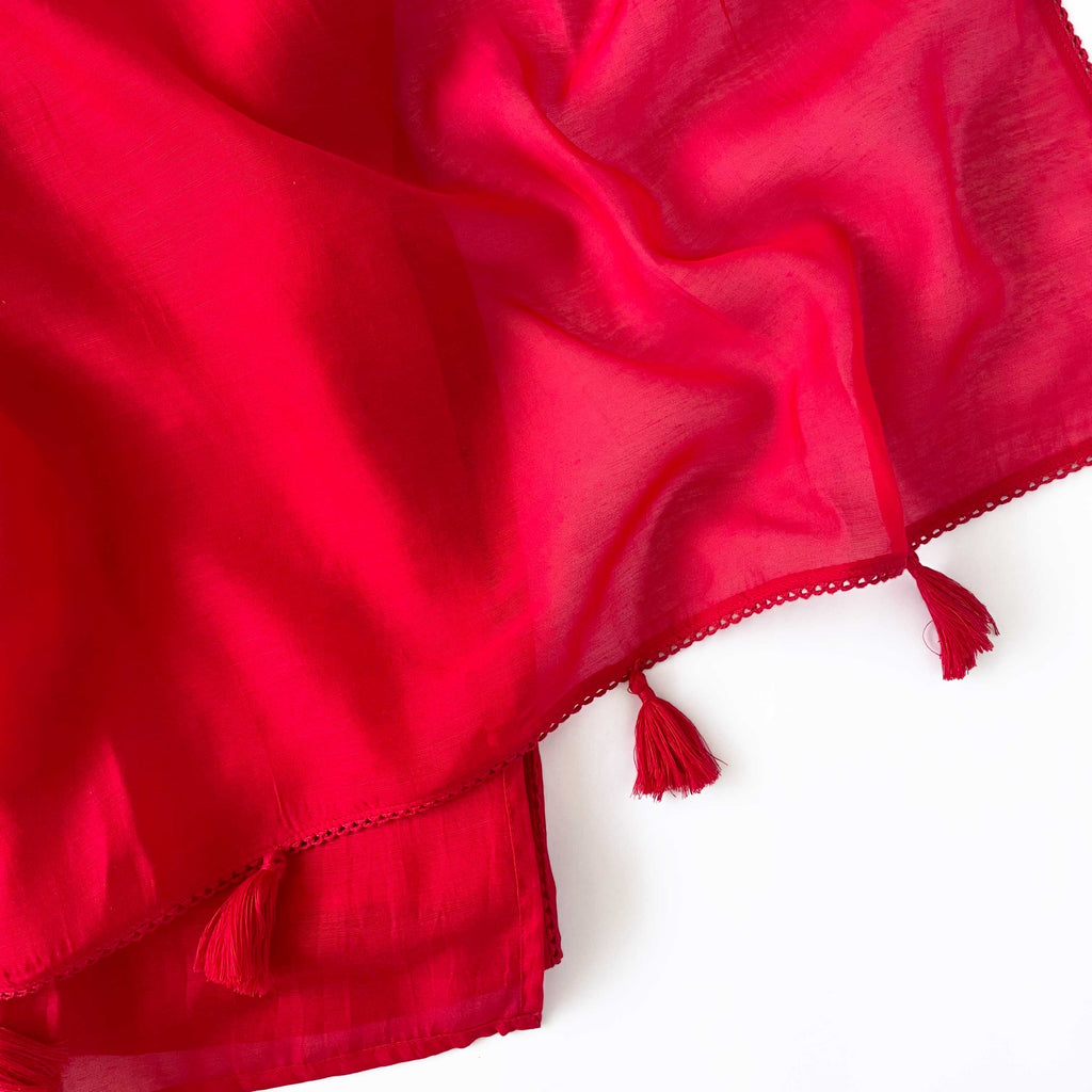 Mul Chanderi Saree Saree Red is My Color Hand Dyed Pure Mul Chanderi Saree