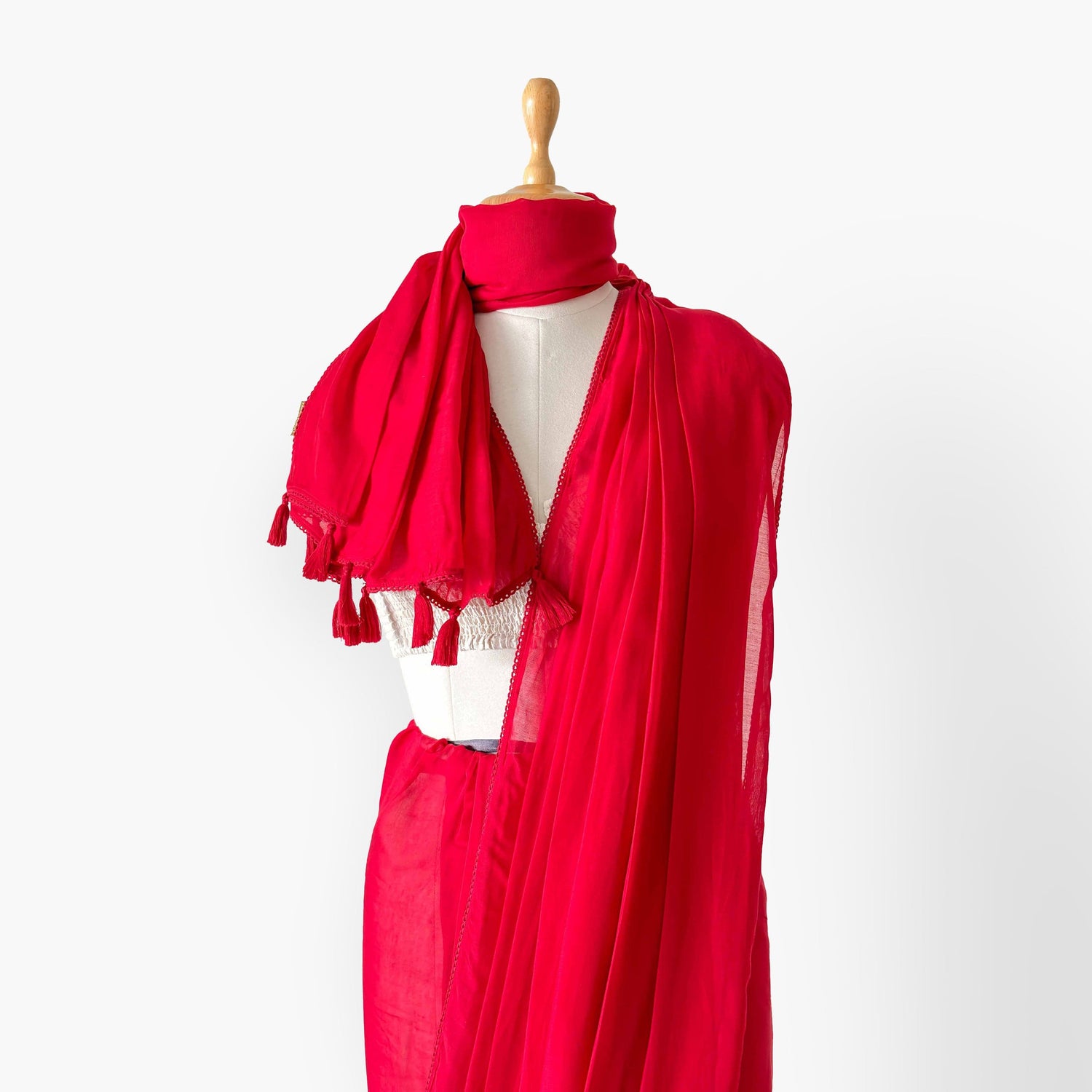 Mul Chanderi Saree Saree Red is My Color Hand Dyed Pure Mul Chanderi Saree