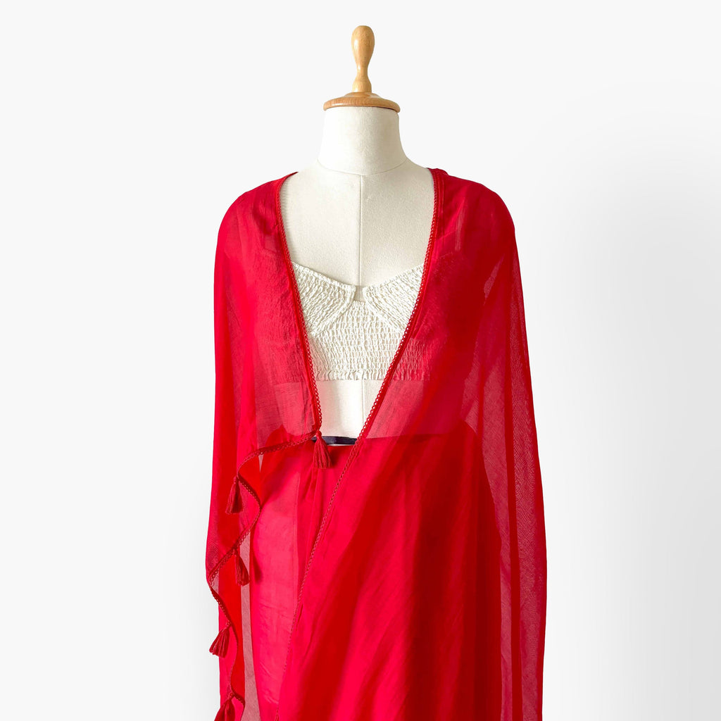 Mul Chanderi Saree Saree Red is My Color Hand Dyed Pure Mul Chanderi Saree