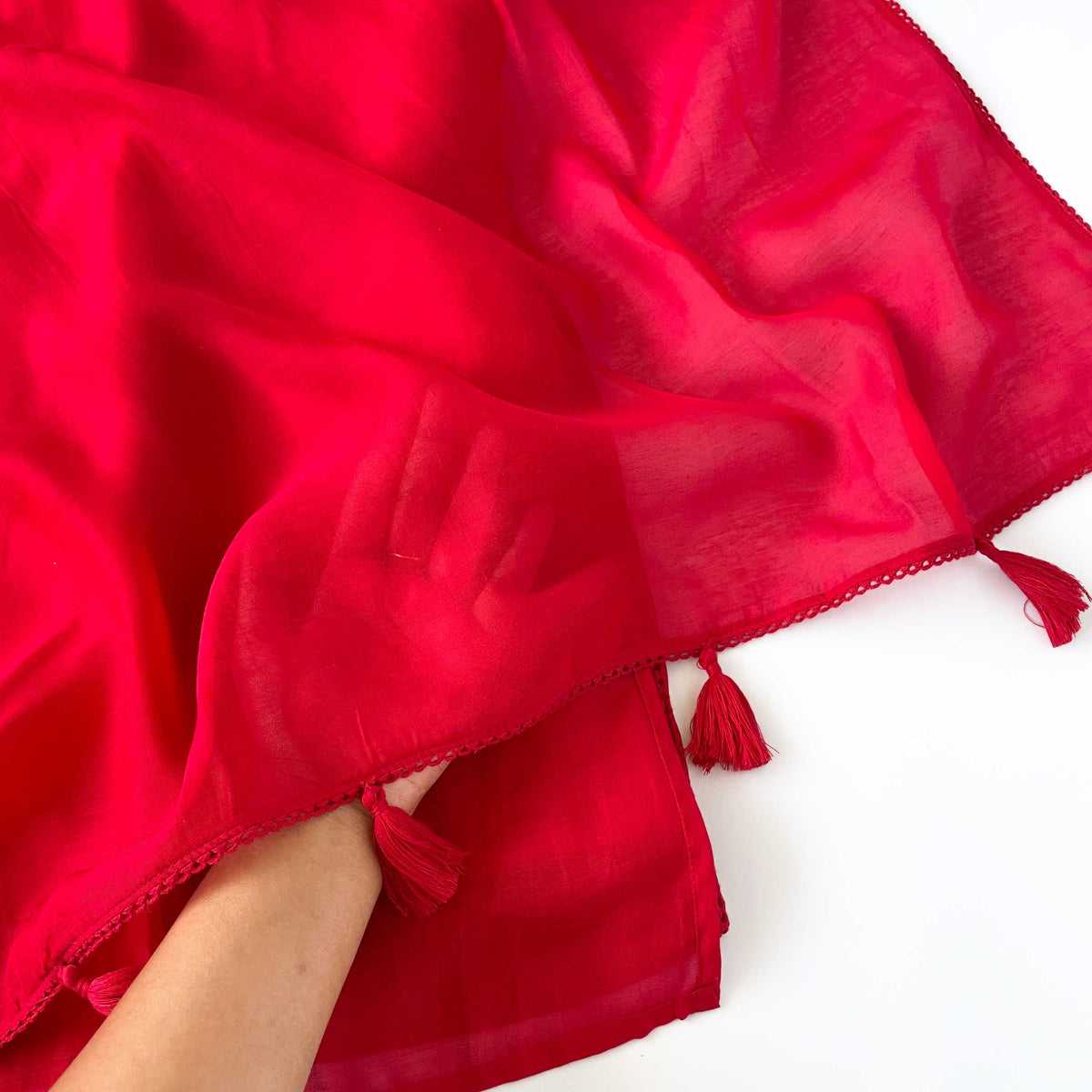 Mul Chanderi Saree Saree Red is My Color Hand Dyed Pure Mul Chanderi Saree