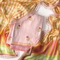 Mul Chanderi Suit Set Unstitched Suit Light Peach & Yellow Mul Chanderi Suit Set