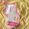 Mul Chanderi Suit Set Unstitched Suit Off-White & Yellow-Pink Mul Chanderi Suit Set