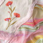 Mul Chanderi Suit Set Unstitched Suit Peach & Baby Pink Mul Chanderi Suit Set
