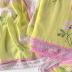 Mul Chanderi Suit Set Unstitched Suit Summer Yellow & Pink Mul Chanderi Suit Set