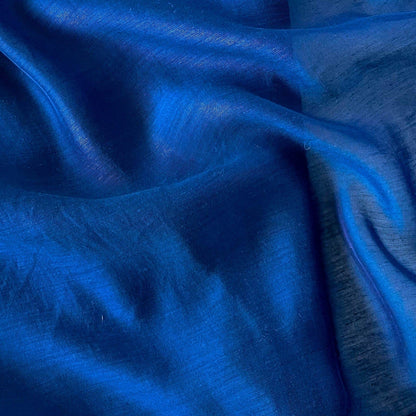 Munga Saree Cut Piece (CUT PIECE) Blue Colour Hand Dyed Soft Munga Fabric (Width 44 Inches)