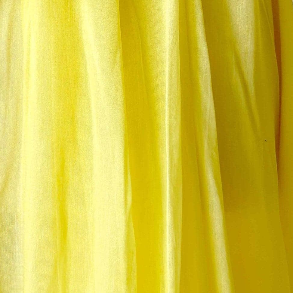 Munga Saree Cut Piece (CUT PIECE) Bright Yellow Hand Dyed Soft Munga Fabric (Width 44 Inches)