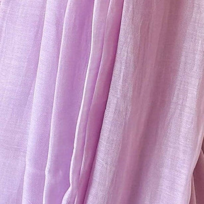 Munga Saree Cut Piece (CUT PIECE) Lilac Hand Dyed Soft Munga Fabric (Width 44 Inches)