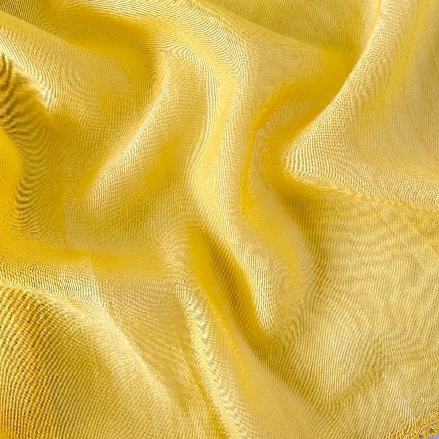 Munga Saree Cut Piece (CUT PIECE) Yellow Colour Hand Dyed Soft Munga Fabric (Width 44 Inches)