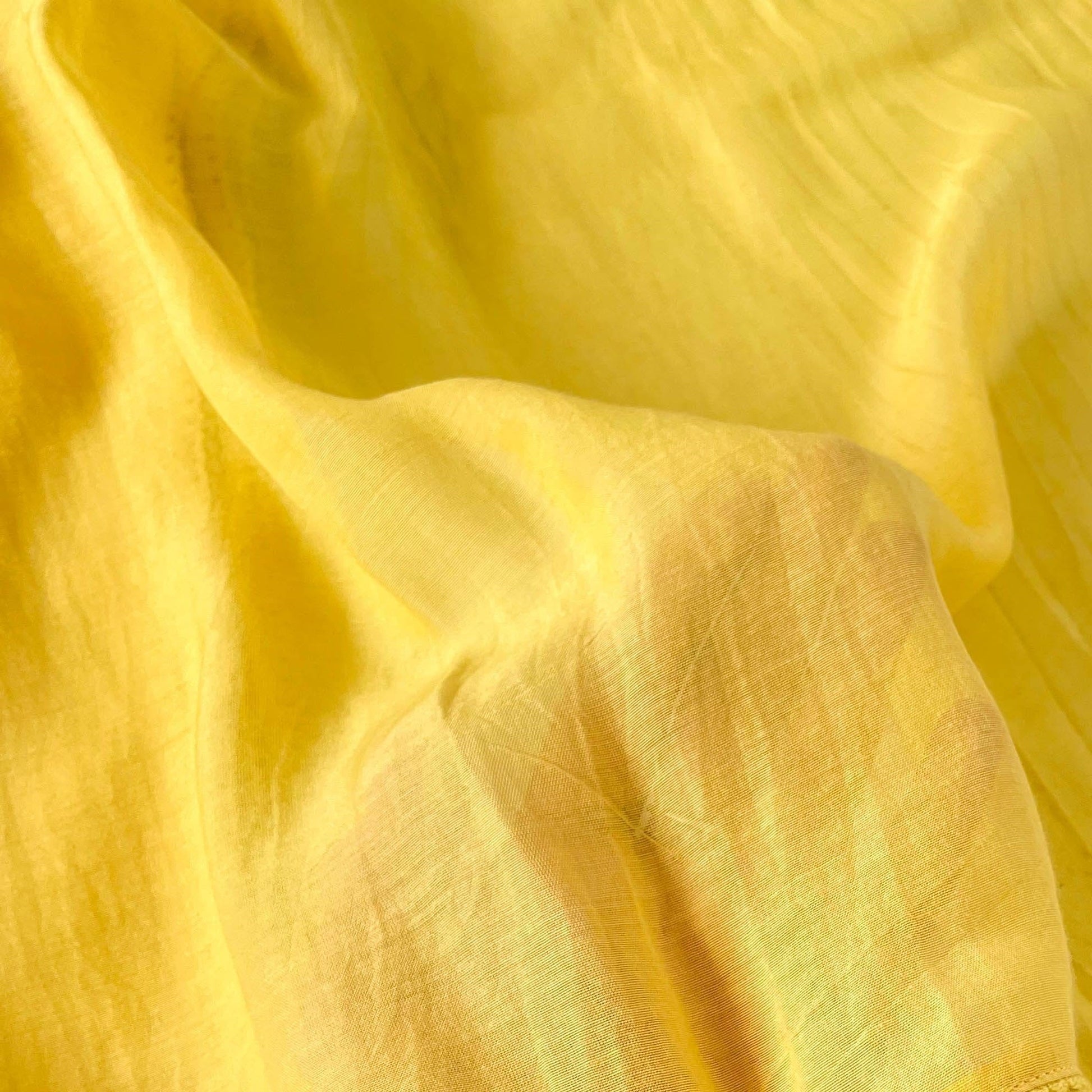 Munga Saree Cut Piece (CUT PIECE) Yellow Colour Hand Dyed Soft Munga Fabric (Width 44 Inches)