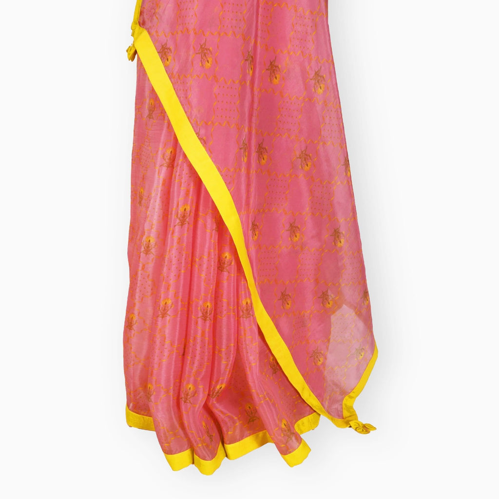 Organza Edit Saree Saree Blush Pink Organza Edit Phulkari Jaal Printed Pure Tussar Organza Saree With Unstitched Blouse Piece