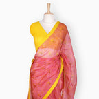 Organza Edit Saree Saree Blush Pink Organza Edit Phulkari Jaal Printed Pure Tussar Organza Saree With Unstitched Blouse Piece