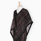 Organza Edit Saree Saree Carbon Black Organza Edit Modern Checks Printed Pure Tussar Organza Saree With Unstitched Blouse Piece