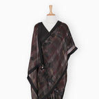 Organza Edit Saree Saree Carbon Black Organza Edit Modern Checks Printed Pure Tussar Organza Saree With Unstitched Blouse Piece