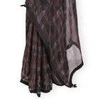 Organza Edit Saree Saree Carbon Black Organza Edit Modern Checks Printed Pure Tussar Organza Saree With Unstitched Blouse Piece