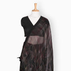 Organza Edit Saree Saree Carbon Black Organza Edit Modern Checks Printed Pure Tussar Organza Saree With Unstitched Blouse Piece