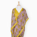 Organza Edit Saree Saree Dusty Pink & Yellow Organza Edit Hibiscus Bloom Printed Pure Tussar Organza Saree With Unstitched Blouse Piece