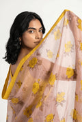 Organza Edit Saree Saree Dusty Pink & Yellow Tussar Organza Saree
