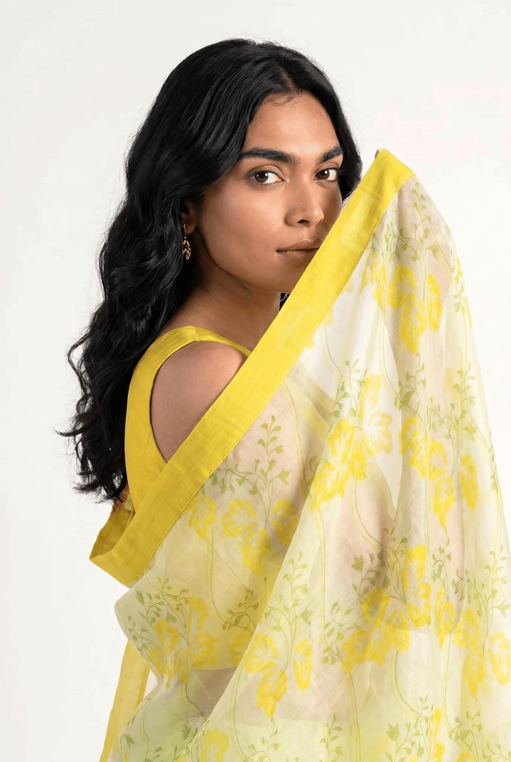 Organza Edit Saree Saree Lime Green & Yellow Tussar Organza Saree