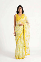 Organza Edit Saree Saree Lime Green & Yellow Tussar Organza Saree