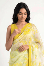 Organza Edit Saree Saree Lime Green & Yellow Tussar Organza Saree