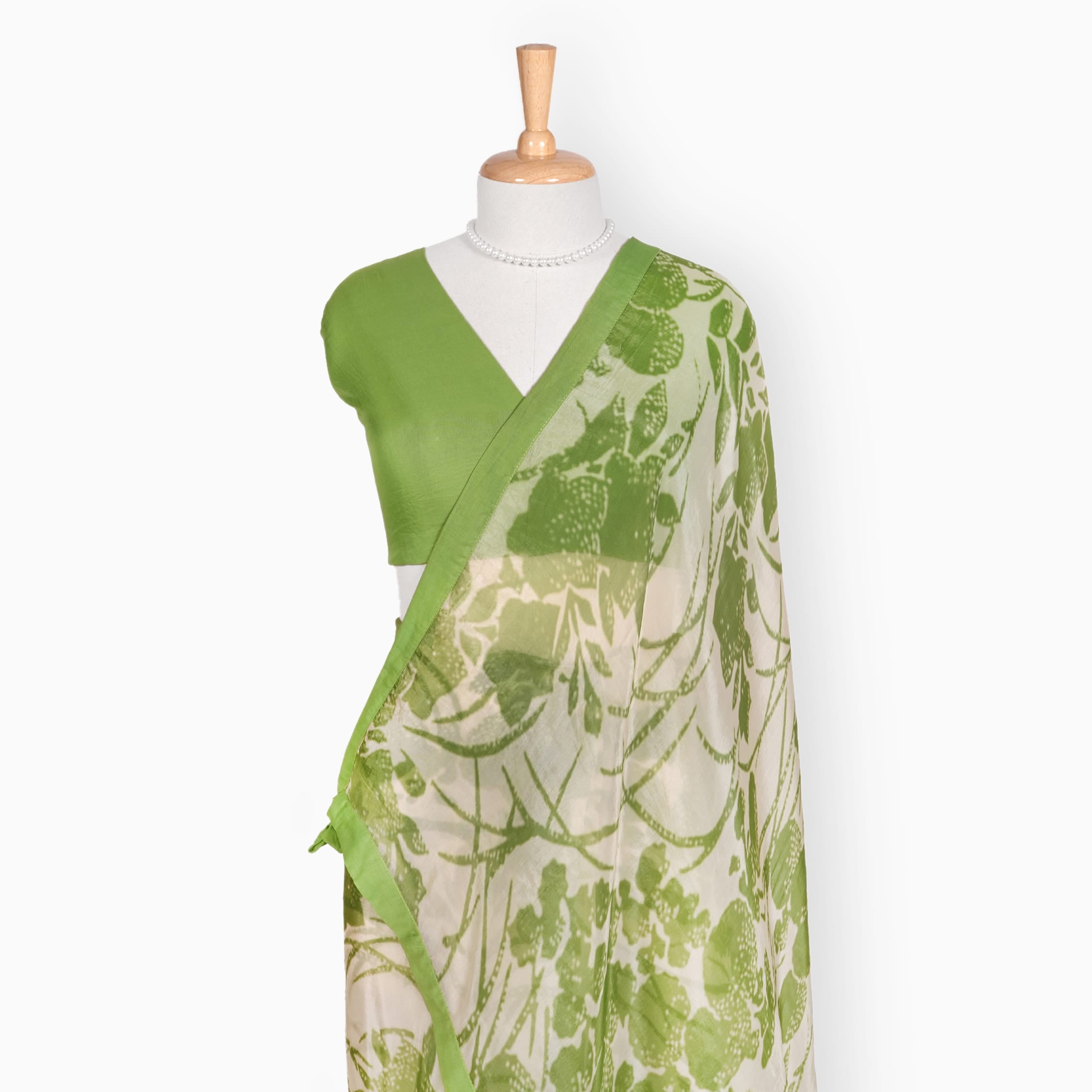 Organza Edit Saree Saree Off-White & Green Organza Edit Spring Garden Printed Pure Tussar Organza Saree With Unstitched Blouse Piece
