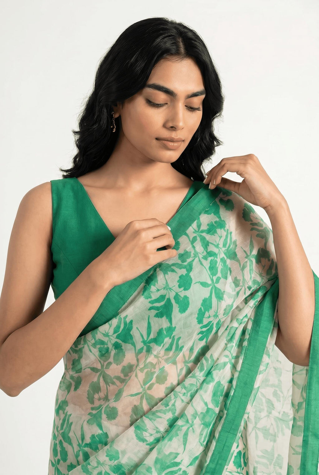 Organza Edit Saree Saree Off-White & Green Tussar Organza Saree