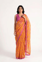 Organza Edit Saree Saree Orange & Pink Tussar Organza Saree